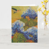 ハチドリおよび青いアジサイの挨拶状 カード (黄色い花)