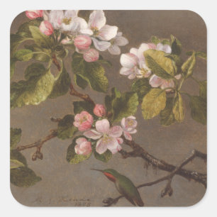 ハチドリおよびAppleの花 スクエアシール