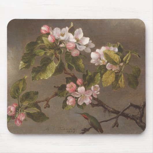 ハチドリおよびAppleの花 マウスパッド (正面)