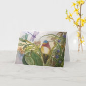 ハチドリが付いているバースデー・カード カード (黄色い花)