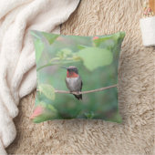 ハチドリが枝に休み、緑 クッション (ブランケット)