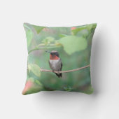 ハチドリが枝に休み、緑 クッション (裏面)