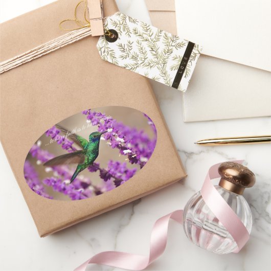 ハチドリきらめくドリの翼 楕円形シール (ギフト)