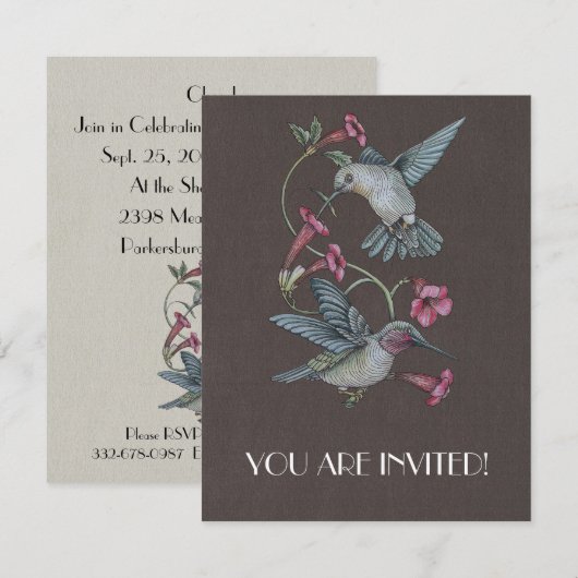 ハチドリとつる植物 招待状 (正面/裏面)