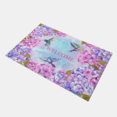 ハチドリとアジサイ ドアマット (アングル)