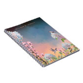 ハチドリとアジサイ |空カラフル白熱［赤熱］光を放つ ノートブック (右側)