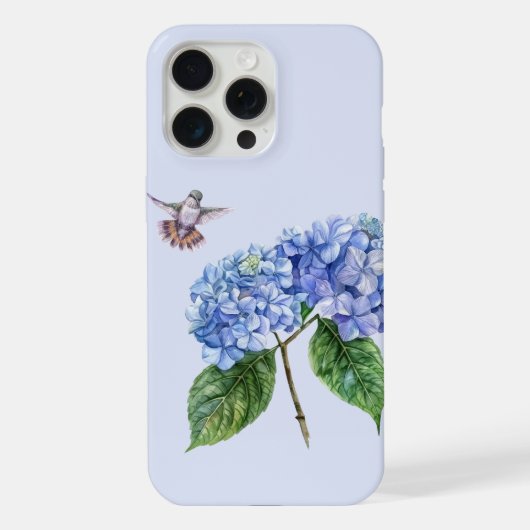 ハチドリとアジサイ iPhoneケース (裏面)