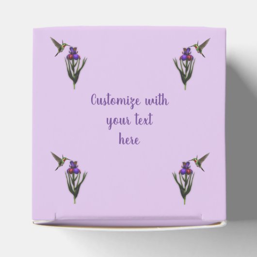 ハチドリとアヤメのパーソナライズされた花 フェイバーボックス (上部)
