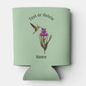 ハチドリとアヤメのパーソナライズされた花 缶クーラー (裏面)