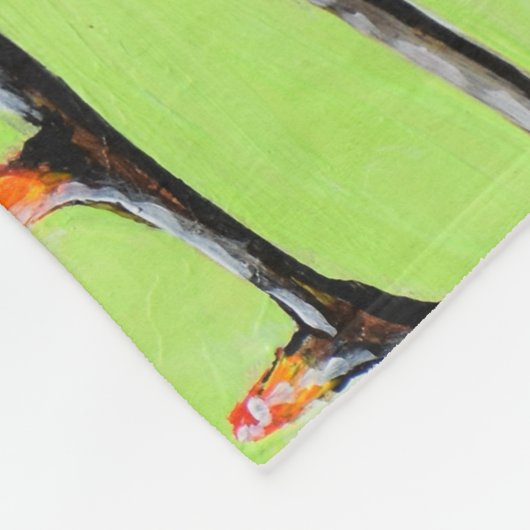 ハチドリとクロコシア絵画ス フリースブランケット (角)