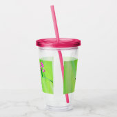 ハチドリとスイートピー絵画スの アクリルタンブラー (左)