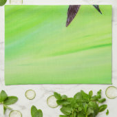 ハチドリとスイートピー絵画スの キッチンタオル (折り畳み)