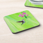 ハチドリとスイートピー絵画スの コースター (左側)