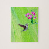 ハチドリとスイートピー絵画スの ジグソーパズル (縦)