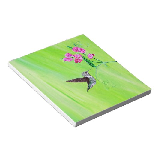 ハチドリとスイートピー絵画スの ノートパッド (アングル)
