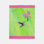 ハチドリとスイートピー絵画スの フリースブランケット (正面)
