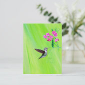 ハチドリとスイートピー絵画スの ポストカード (スタンド正面)