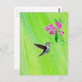 ハチドリとスイートピー絵画スの ポストカード (正面/裏面)