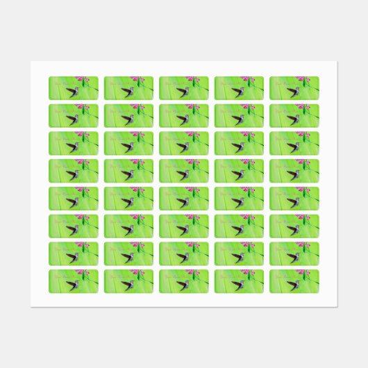 ハチドリとスイートピー絵画スの ラベル (シート)