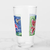 ハチドリとスズメ絵画ユリ タンブラーグラス (右)