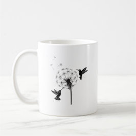 ハチドリとタンポポの花の自然芸術 コーヒーマグカップ