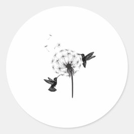 ハチドリとタンポポの花の自然芸術 ラウンドシール