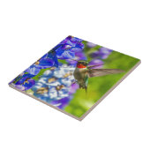 ハチドリとデルフィニウム タイル (側面)