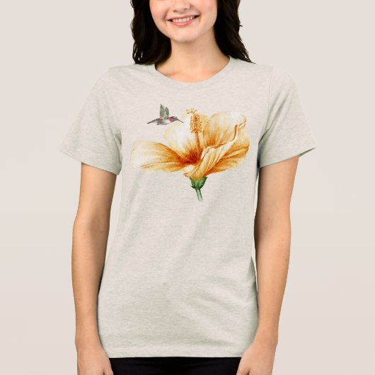 ハチドリとハイビスカス トライブレンドTシャツ (正面)