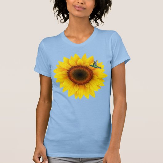 ハチドリとヒマワリ Tシャツ (正面)