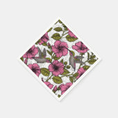 ハチドリとピンクのハイビスカスの花 スタンダードカクテルナプキン (角)