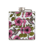 ハチドリとピンクのハイビスカスの花 フラスク (裏面)