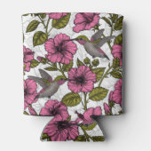 ハチドリとピンクのハイビスカスの花 缶クーラー (裏面)