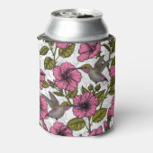 ハチドリとピンクのハイビスカスの花 缶クーラー (缶裏面)