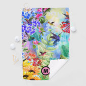 ハチドリとフラワーズモノグラム ゴルフタオル (インサイチュ)