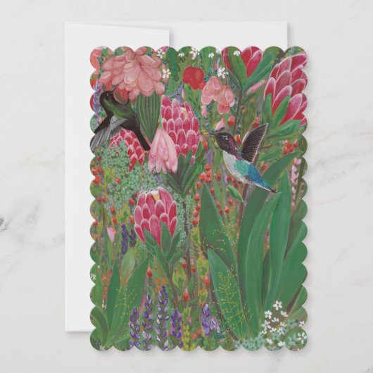 ハチドリとプロテアスの誕生日カード (正面)