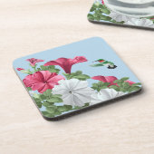 ハチドリとペチュニアの花 コースター (左側)