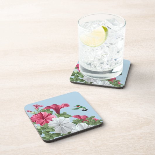 ハチドリとペチュニアの花 コースター (右側)