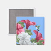 ハチドリとペチュニアの花 マグネット (正面/裏面)
