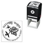 ハチドリと熱帯のハイビスカスの名前 住所 セルフインキングスタンプ (インサイチュ)