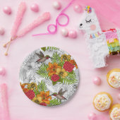 ハチドリと熱帯ブーケ ペーパープレート (パーティー)