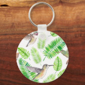 ハチドリと熱帯葉の キーホルダー (正面)