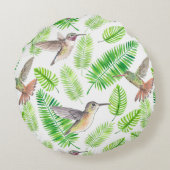 ハチドリと熱帯葉の ラウンドクッション (裏面)