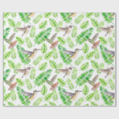 ハチドリと熱帯葉の ラッピングペーパー (フラット)