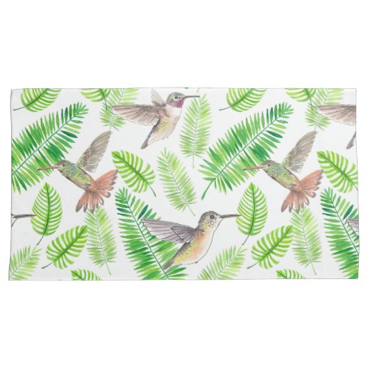 ハチドリと熱帯葉の 枕カバー (正面右)