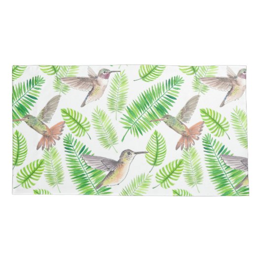 ハチドリと熱帯葉の 枕カバー (裏面-左)