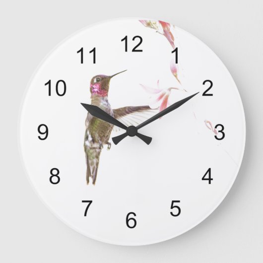 ハチドリと独身の花 ラージ壁時計 (正面)