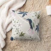 ハチドリと白い花 クッション (ブランケット)