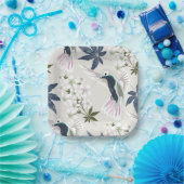 ハチドリと白い花。 ペーパープレート (パーティー)