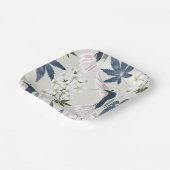 ハチドリと白い花。 ペーパープレート (傾斜あり)