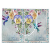 ハチドリと紫の花 ラージペーパーバッグ (裏面)